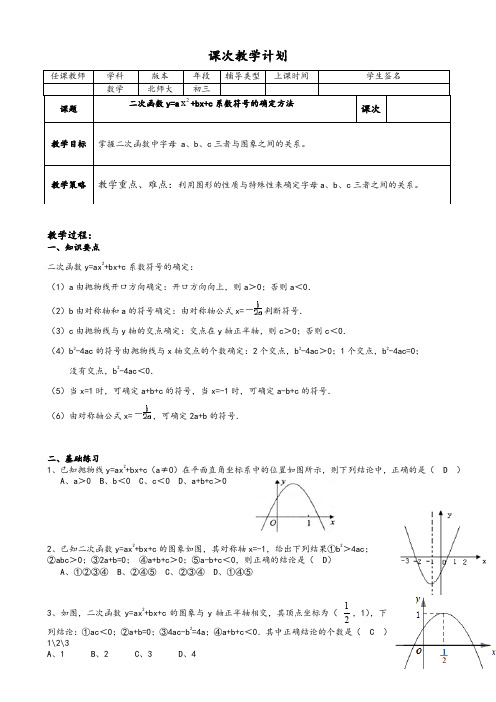 二次函数的图像与字母a、b、c的关系