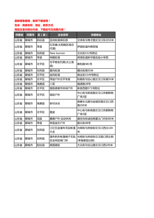 新版山东省聊城市户外用品企业公司商家户名录单联系方式地址大全18家