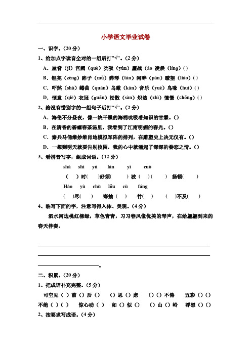 2008年小学语文毕业题3