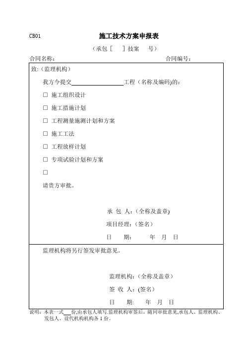 水利工程资料施工全套表格