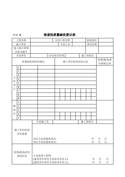 优质施工现场常用质量管理检查记录表