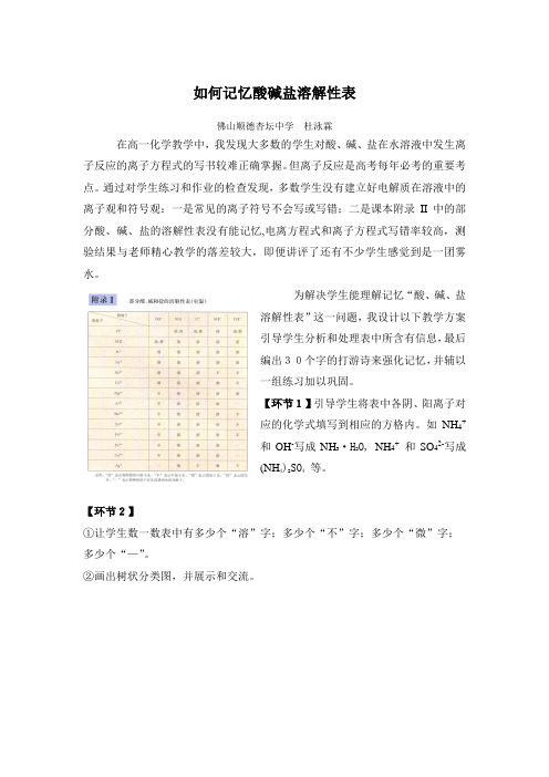 如何记忆酸碱盐溶解性表