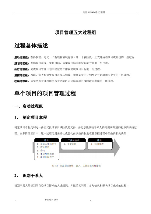 PMP项目管理五大过程组和42个过程输入-输出-工具和技术