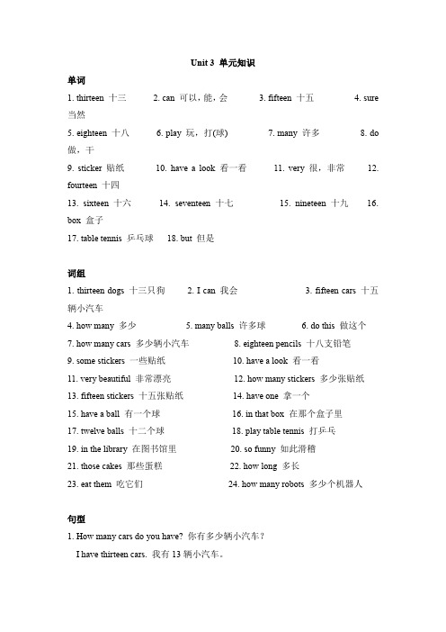 2019—2020学年牛津译林版四年级上册英语Unit3-Unit4 知识点总结