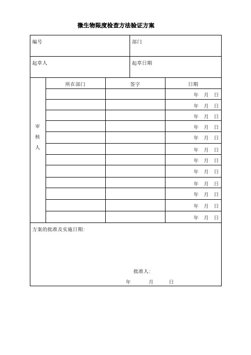 微生物检查方法验证方案