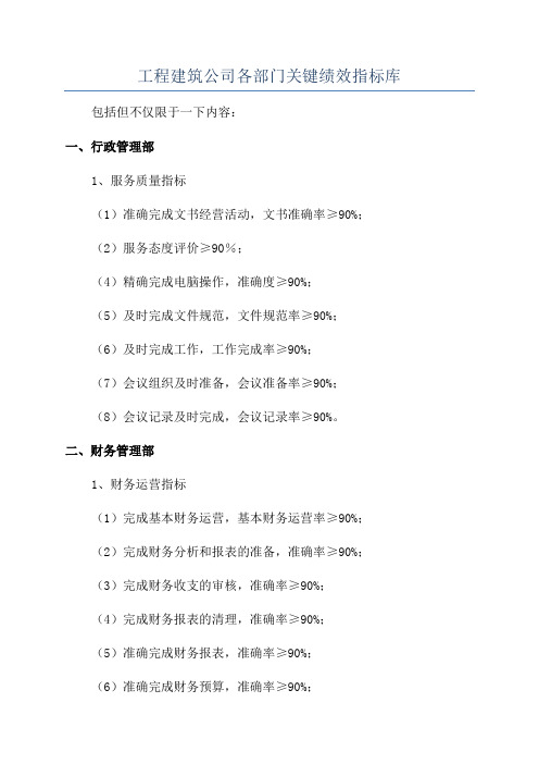 工程建筑公司各部门关键绩效指标库