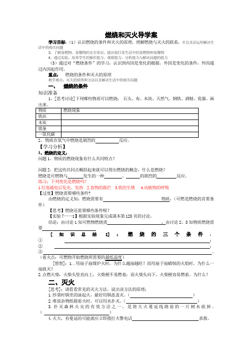 燃烧和灭火导学案 