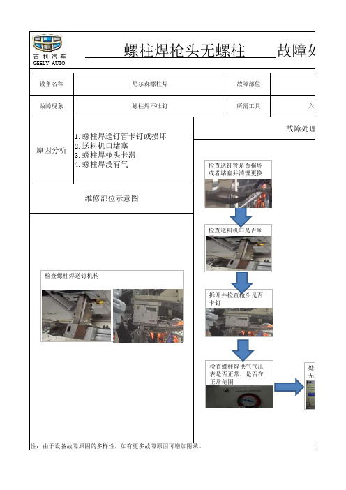 螺柱焊枪头无螺柱设备故障维修流程