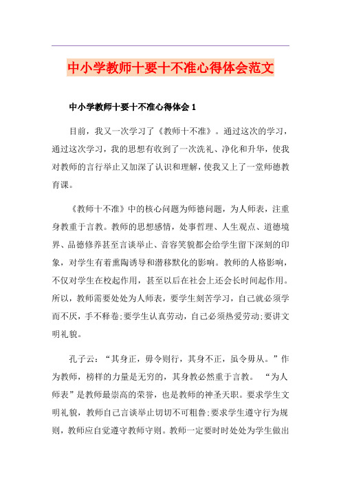 中小学教师十要十不准心得体会范文