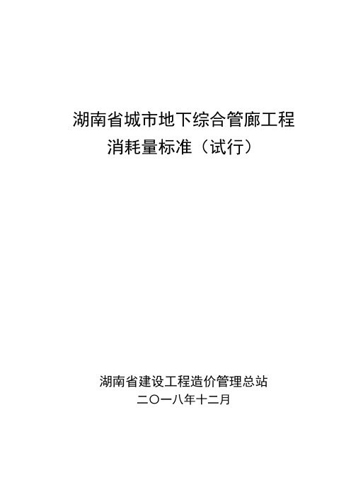 湖南省城市地下综合管廊工程