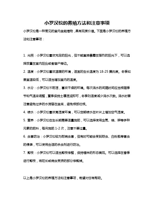 小罗汉松的养殖方法和注意事项