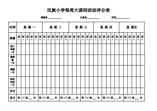 民族小学每周大课间活动评分表