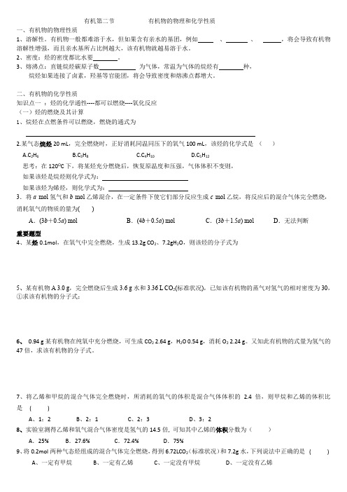 高二化学有机第二节           有机物的物理和化学性质