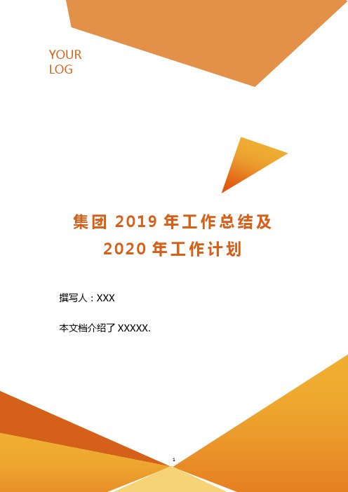 集团2019年工作总结及2020年工作计划..doc