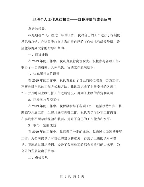 地税个人工作总结报告——自我评估与成长反思