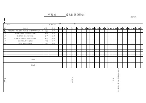 剪板机设备日常点检表学习资料