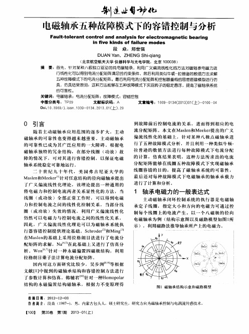 电磁轴承五种故障模式下的容错控制与分析