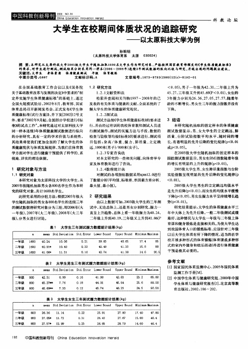 大学生在校期间体质状况的追踪研究—以太原科技大学为例