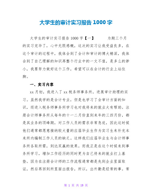 大学生的审计实习报告1000字