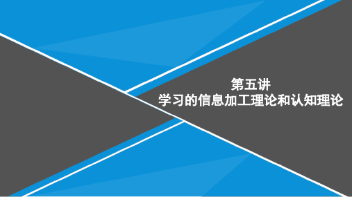 第五讲 学习的信息加工理论和认知理论