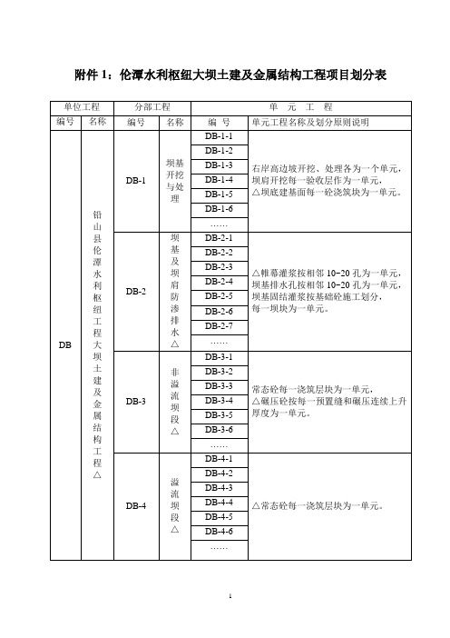 大坝项目划分正稿