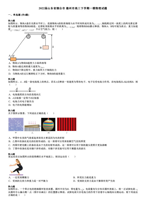 2022届山东省烟台市 德州市高三下学期一模物理试题