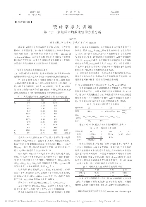 统计学系列讲座第5讲多组样本均数比较的方差分析