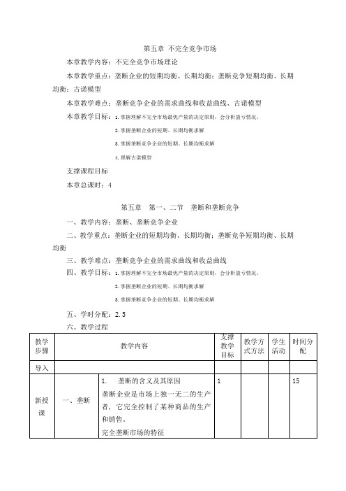 西方经济学(马工程)教案-第五章  不完全竞争市场