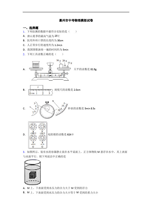 惠州市中考物理模拟试卷