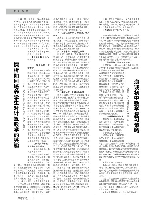 探析如何培养学生对计算教学的兴趣