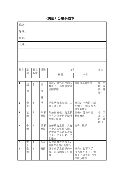 分镜头剧本格式