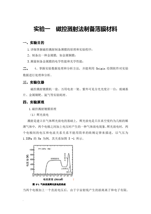 磁控溅射法制备薄膜材料实验报告