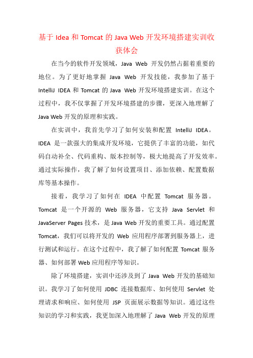 基于idea以及tomcat的javaweb开发环境搭建实训收货体会