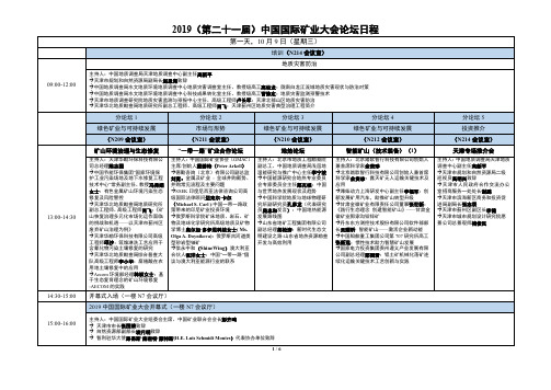 2019(第二十一届)中国国际矿业大会论坛日程