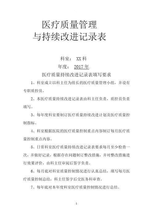 医疗质量管理持续改进记录表