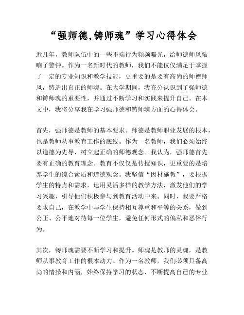 “强师德,铸师魂”学习心得体会