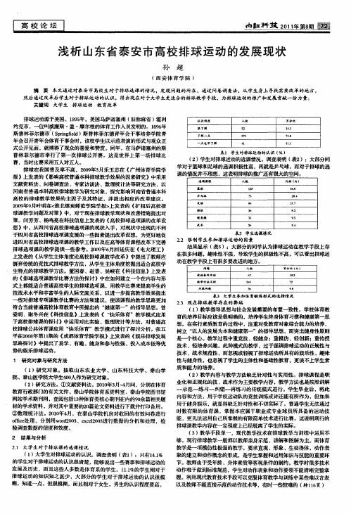 浅析山东省泰安市高校排球运动的发展现状