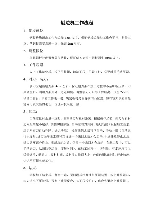刨边机工作流程