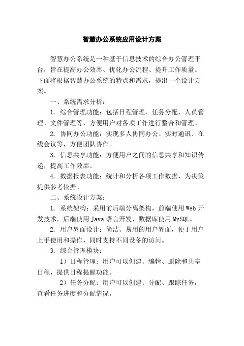 智慧办公系统应用设计方案