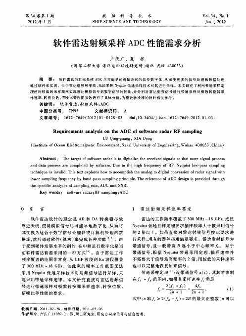 软件雷达射频采样ADC性能需求分析