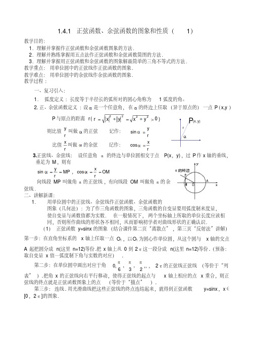 人教版高中数学必修四正弦函数,余弦函数的图像