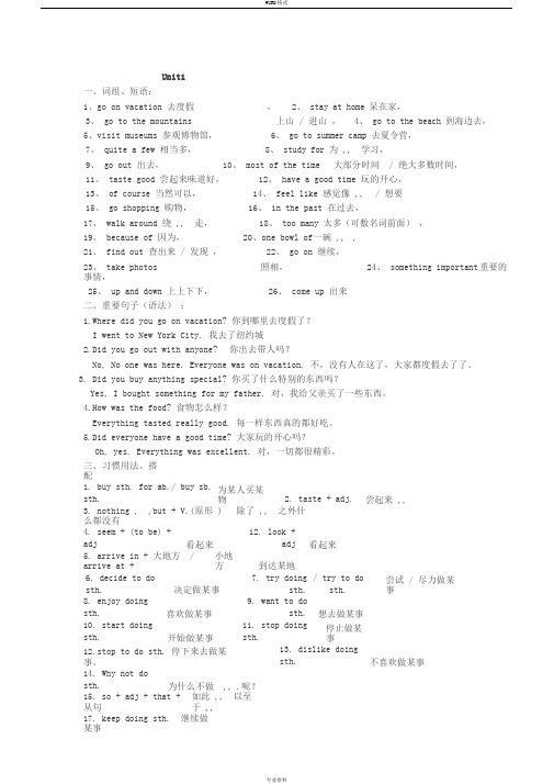 八年级英语上册unit1---5知识点