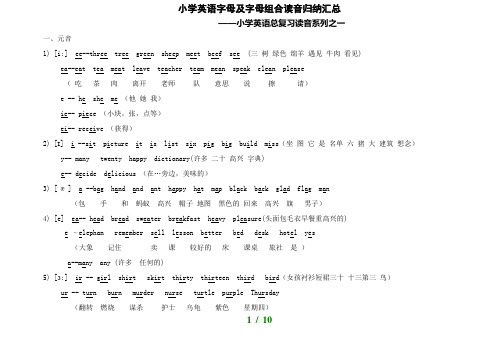 小学英语字母及字母组合读音归纳汇总