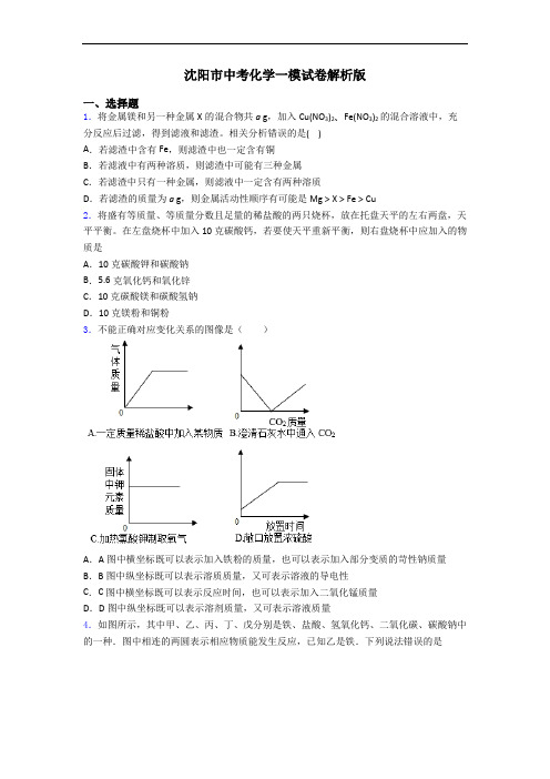 沈阳市中考化学一模试卷解析版