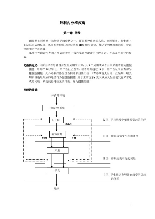 妇科内分泌疾病大纲