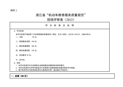 维修服务质量规范考评细则