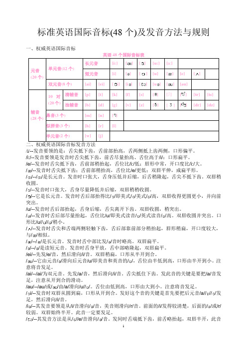 标准英语国际音标(48个)及发音方法与规则