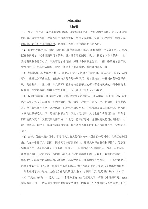 《风把人刮歪》阅读答案