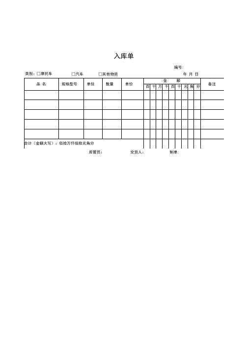 仓库管理表格出入库