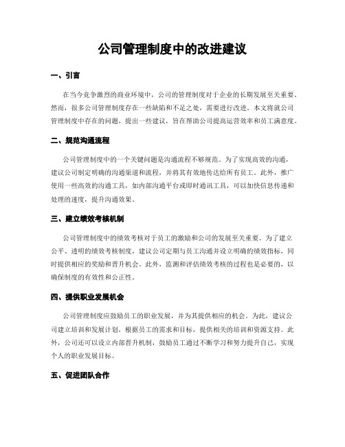 公司管理制度中的改进建议